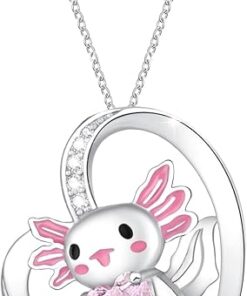 M&Ostyle Cute Axolotl Necklace for Girls Boys Crystal Pendant Necklaces Gifts Jewelry Gifts for Girls Daughter Boys Son Granddaughter Niece Birthday Christmas Graduation Gift