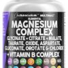 Magnesium Complex 2285mg with Magnesium Glycinate Citrate Malate Oxide Taurate Aspartate Gluconate Orotate & Mag Chloride, Zinc Copper Manganese & Vitamin C B1 B2 B6 B12 Complex...