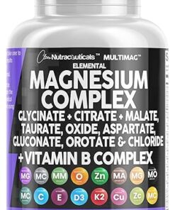 Magnesium Complex 2285mg with Magnesium Glycinate Citrate Malate Oxide Taurate Aspartate Gluconate Orotate & Mag Chloride, Zinc Copper Manganese & Vitamin C B1 B2 B6 B12 Complex...