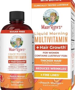 MaryRuth's Liquid Multivitamin + Lustriva® Hair Growth | Biotin 10000mcg | Vitamin D | B Vitamins | Clinically Tested for Thicker Hair, Wrinkles, Fine Lines, Skin Care | Ages...