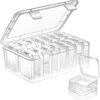 Mathtoxyz Small Bead Organizers, 15 Pieces Plastic Storage Cases Mini Clear Bead Storage Containers Transparent Boxes with Hinged Lid and Rectangle Clear Craft Supply Case