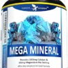 Mega Mineral Supplement Complete Mineral Complex with Calcium Magnesium Zinc Potassium Boron Selenium Chromium & 72 Trace Minerals Iron Free Calcium Supplement -100 Pills