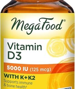 MegaFood Vitamin D3 5000 IU (125 mcg) - Vegetarian Vitamin D Supplements with Vitamin D3 K2, Supports Bones, Teeth, Muscles & Immune Health, Certified Non-GMO - 60 Mini...