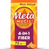 Metamucil Fiber, 4-in-1 Psyllium Fiber Supplement Powder with Real Sugar, Orange Smooth Flavored Drink, 72 Servings (Packaging May Vary), Coarse Texture, 1.9 Pound (Pack of 1)