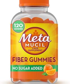 Metamucil Fiber Gummies for Adults, No Sugar Added Orange Flavor, 5g Prebiotic Plant Based Fiber Supplement Blend, 120 Count