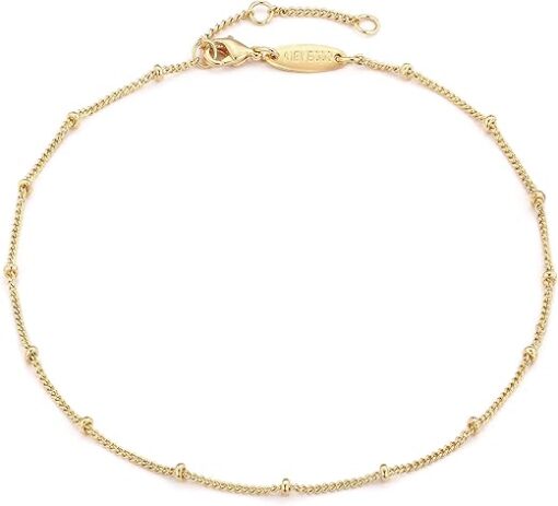 MEVECCO Anklet for Women Gold Chain 14K Gold Plated Dainty Boho Beach Summer Simple Foot Jewelry Ankle Bracelet