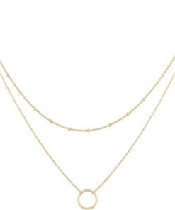 MEVECCO Layered Heart Necklace Pendant Handmade 18k Gold Plated Dainty Gold Choker Arrow Bar Layering Long Necklace for Women