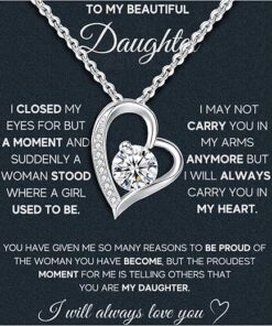 MGOOL Daughter Gifts From Dad To My Daughter Necklace 925 Sterling Silver Pendant Necklace Graduation Gifts Birthday Christmas Message Card＆LED Gift Box