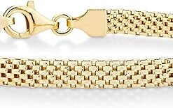 Miabella 18K Gold Over Sterling Silver Italian 5mm Mesh Link Chain Bracelet for Women, 925 Made in Italy