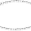 Miabella 925 Sterling Silver Diamond-Cut Oval and Round Bead Ball Chain Anklet Ankle Bracelet for Women, Made in Italy