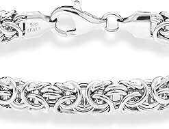 Miabella Italian 925 Sterling Silver Byzantine Bracelet for Women, Handmade in Italy