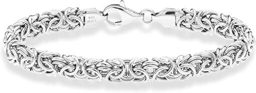 Miabella Italian 925 Sterling Silver Byzantine Bracelet for Women, Handmade in Italy