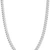 Miabella Italian Solid 925 Sterling Silver 3.5mm Diamond Cut Cuban Link Curb Chain Necklace for Women Men, Made in Italy