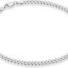 Miabella Solid 925 Sterling Silver Italian 3.5mm Diamond Cut Cuban Link Curb Chain Anklet for Women, Made in Italy