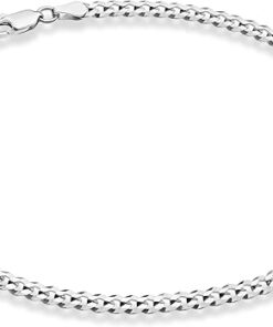 Miabella Solid 925 Sterling Silver Italian 3.5mm Diamond Cut Cuban Link Curb Chain Anklet for Women, Made in Italy