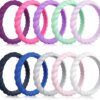 MOKANI Silicone Wedding Ring for Women, 10 Pack Thin and Braided Rubber Band, Fashion, Colorful, Comfortable fit, Skin Safe