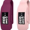 MoKo 2-Pack Clip Holder Compatible with Fitbit Inspire/Inspire HR, Soft Silcone Clip Clasp Case Women Men for Fitbit Inspire/Inspire HR - Wine Red & Sakura Pink