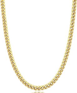 Momlovu Gold Chain Silver Chain for Men Boys, 18K Gold Plated Men's Necklaces Chain Cool Cuban Link Chain for Men Hip-Hop 4mm/6mm 18/20/22/24/26inch