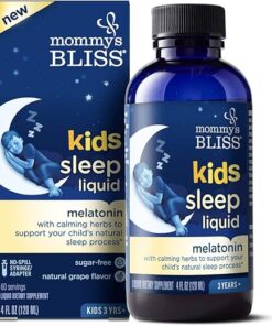 Mommy's Bliss Kids Sleep Liquid with Melatonin & Calming Herbs | Supports The Natural Sleep Process for Children 3 Years & Up | Grape Flavor | Sugar Free| 4 Fl Oz (60 Servings)