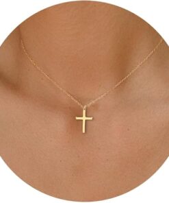 Moodear Cross Necklace for Women - Dainty 14K Gold Plated/Sterling Silver Layered Cross Pendant Simple Cute Necklaces for Women Trendy Jewelry Gifts