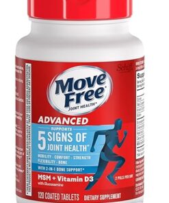 Move Free Advanced Glucosamine Chondroitin MSM + Vitamin D3 Joint Support Supplement, Supports Mobility Comfort Strength Flexibility & Bone + Immune Health - 120 Tablets (60...