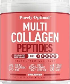 Multi Collagen Peptides Powder - 5 Types of Hydrolyzed Collagen Protein with Biotin for Hair, Nails, Skin, Bones & Joints - Collagen for Women & Men - Keto-Friendly, Unflavored,...