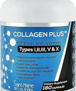 Multi Collagen Pills Plus + 180 Capsules (Types I, II, III, V & X) + Absorption Enhancer (3 Months Supply) - Non-GMO, Collagen Supplements to Support Hair, Skin, Nails, Joints,...