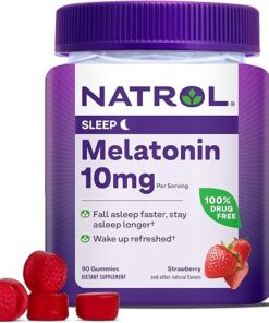 Natrol 10 mg Melatonin Gummies, Sleep Support for Adults, Melatonin Supplements for Sleeping, 90 Strawberry-Flavored Gummies, 45 Day Supply