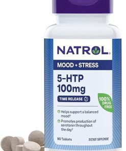 Natrol 5-HTP 100mg, Dietary Supplement Helps Support a Balanced Mood, Mood and Stress Support Supplement, 90 Time Release Tablets, 45-90 Day Supply