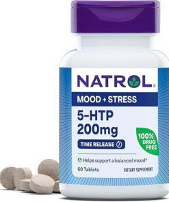 Natrol 5-HTP 200mg, Dietary Supplement Helps Support a Balanced Mood, 60 Time Release Tablets, 60 Day Supply