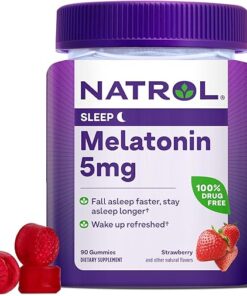 Natrol 5mg Melatonin Gummies, Sleep Support for Adults, Melatonin Supplements for Sleeping, 90 Strawberry-Flavored Gummies, 45 Day Supply