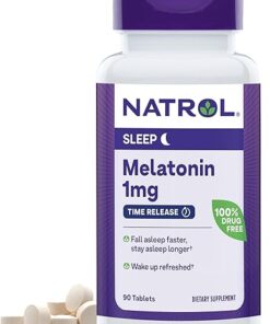 Natrol Melatonin 1 mg, Dietary Supplement for Restful Sleep, Time Release Sleep Tablets for Adults, 90 Melatonin Tablets, 90 Day Supply