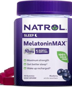 Natrol MelatoninMax(TM) Sleep Gummy Nighttime Sleep Aid for Occasional Sleeplessness, Blueberry Flavor, 10 mg, 50 Count, 50 Day Supply