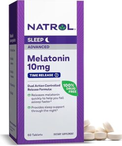 Natrol Sleep Advanced Melatonin Time Release Tablets, Nighttime Sleep Aid, 10mg, 60 Count