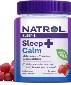 Natrol Sleep+ Calm Melatonin Gummies for Adults, Sleep Gummies, Strawberry Flavor, 60 Gummies, 30 Day Supply