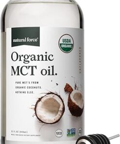 Natural Force Organic MCT Oil – Pure Glass Bottle – Made from 100% Cold Pressed Virgin Coconut Oil + Certified Keto, Paleo, Kosher, Vegan & Non-GMO – Lab Tested for Quality and...