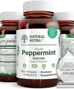 Natural Nutra Chewable Peppermint Digestive Enzyme Supplement, Stomach Calmness, Papaya (Papain), Vegan and Vegetarian, 100 Tablets