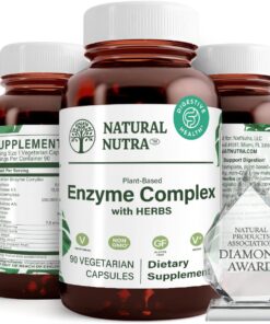 Natural Nutra Plant Based Digestive Enzyme Complex with Herbs, Better Digestion, and Improve Nutritional Absorption, 90 Vegan Capsules