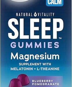 Natural Vitality SLEEP Gummies, Magnesium Supplement With Melatonin and L-Theanine, Vegan, Gluten Free, Helps the Body Ease Into Sleep, Blueberry Pomegranate 120 Count