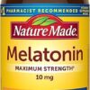 Nature Made Melatonin 10mg Maximum Strength Tablets, 100% Drug Free Sleep Aid for Adults, 70 Count, 70 Day Supply