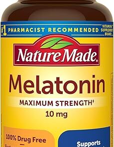 Nature Made Melatonin 10mg Maximum Strength Tablets, 100% Drug Free Sleep Aid for Adults, 70 Count, 70 Day Supply