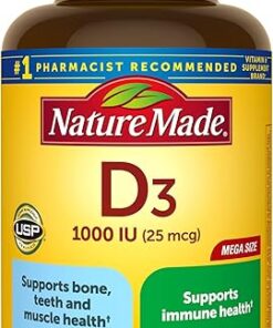 Nature Made Vitamin D3 1000 IU (25 mcg), Dietary Supplement for Bone, Teeth, Muscle and Immune Health Support, 300 Softgels, 300 Day Supply