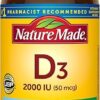 Nature Made Vitamin D3 2000 IU (50 mcg), Dietary Supplement for Bone, Teeth, Muscle and Immune Health Support, 90 Softgels, 90 Day Supply