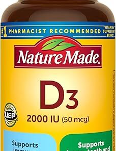 Nature Made Vitamin D3 2000 IU (50 mcg), Dietary Supplement for Bone, Teeth, Muscle and Immune Health Support, 90 Softgels, 90 Day Supply