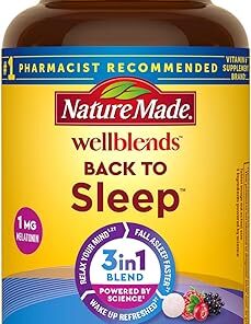 Nature Made Wellblends Back To Sleep, Lower Dose Melatonin 1 mg, L theanine 100 mg and GABA 100mg, Sleep Supplement, 40 Fast Dissolve Tablets