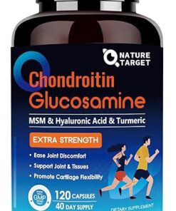 NATURE TARGET Glucosamine Chondroitin MSM, Joint Support Supplement, Shellfish Free, Turmeric Boswellia, Hyaluronic Acid, Collagen, Calium for Cartilage and Bone Health,120...