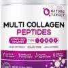 NATURE TARGET Multi Collagen Peptides Powder - Type I, II, III, V, X - Hydrolyzed Collagen Peptides with Vitamin C Hyaluronic Acid, Supports Skin Hair Nail & Joint, Grass-Fed,...