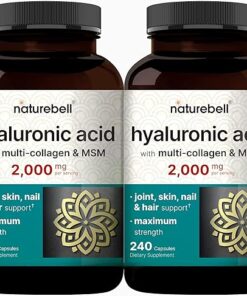 NatureBell 2 Pack Hyaluronic Acid Supplements 2000*mg | 480* Total Capsules, with MSM & Multi Collagen – 3 in 1 Support – Skin Hydration, Joint Lubrication, Hair, and Eye Health