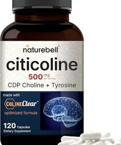 NatureBell Citicoline Supplements, CDP Choline, Citicoline 500mg Plus Tyrosine 50mg Per Serving, Optimized Dosage, 120 Capsules, 2 in 1 Formula, Dual Action Brain Supplement,...