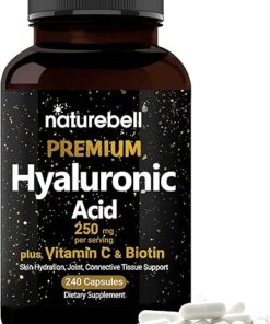 NatureBell Hyaluronic Acid Supplements 250mg | 240 Capsules, with Biotin 5000mcg & Vitamin C 25mg, 3 in 1 Support - Skin Hydration, Joint Lubrication, Hair and Eye Health